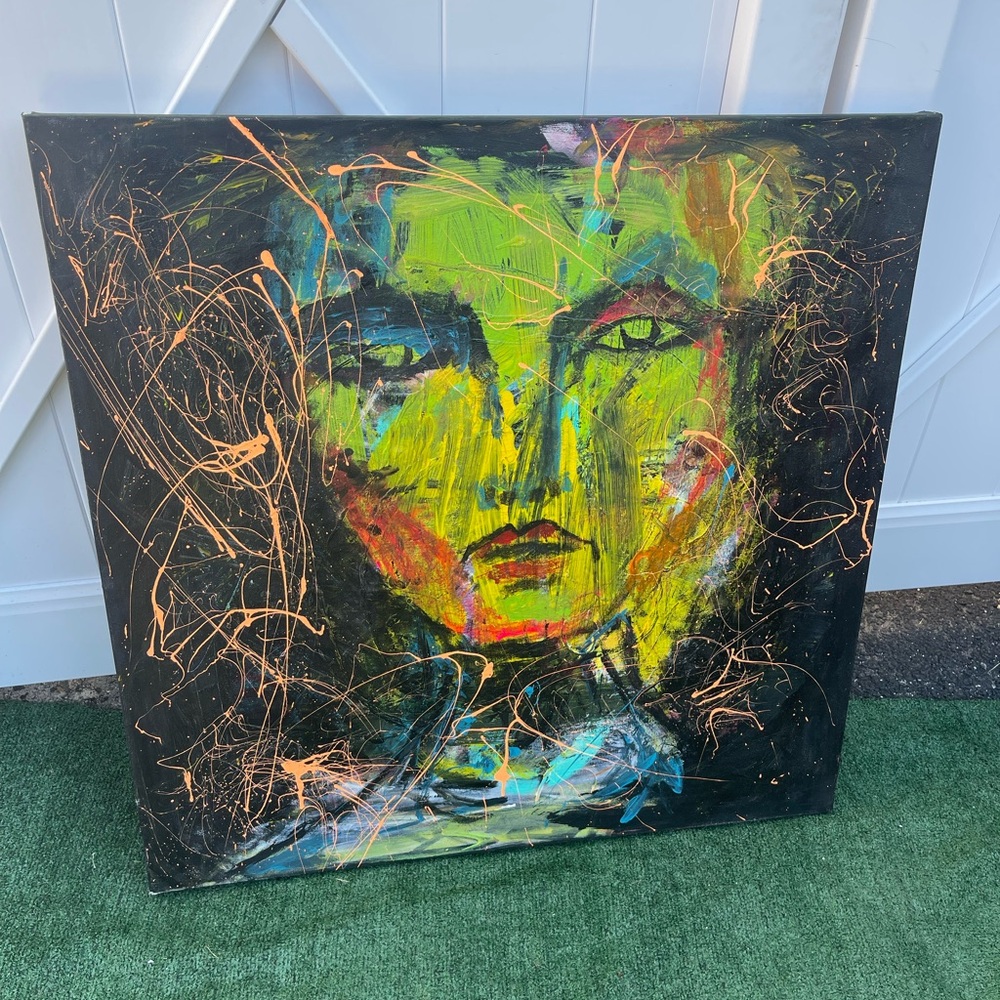 Contemporary Abstract Face Art - Colorful Expressionist Painting